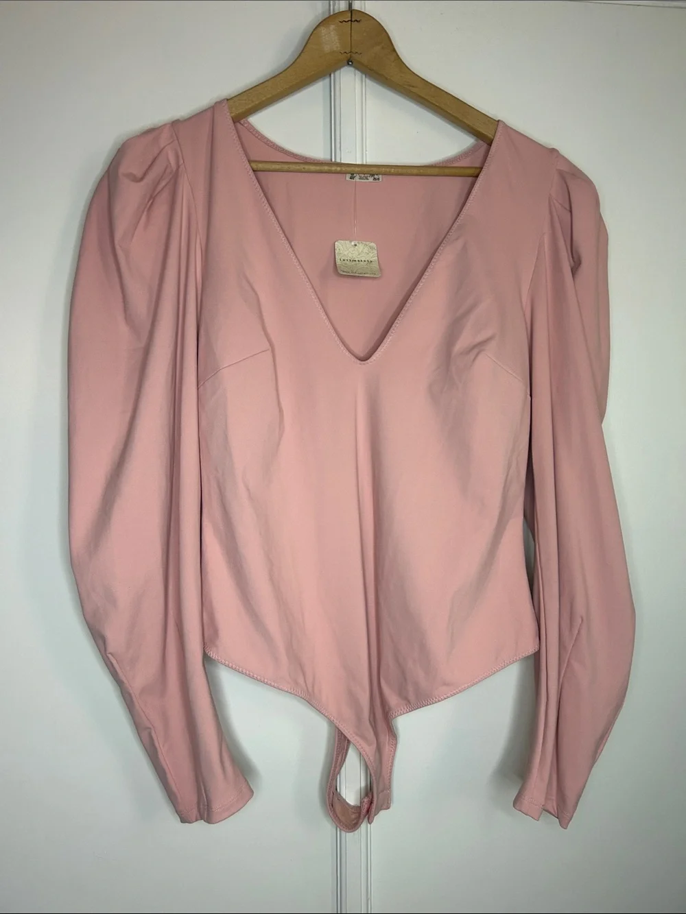 Free People Intimately Pink Puff Sleeve Bodysuit